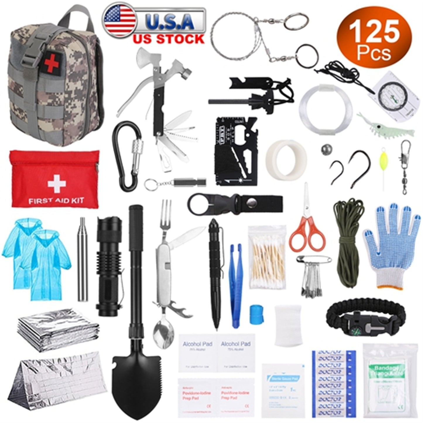 125-in-1 Ultimate Survival Kit with Tactical Bag & First Aid